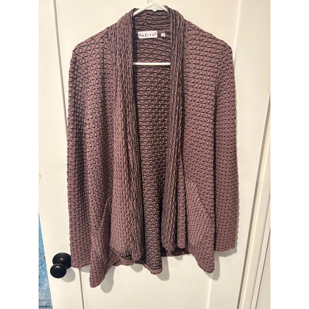 Habitat Clothes to Live In Mauve Textured Open Front Cardigan XS Pockets 53331